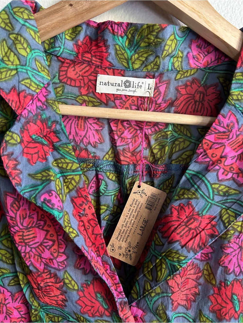 NWT NATURAL LIFE Floral Button-Front Dreamy Lightweight Cotton Pajama Set Size L - Picture 6 of 15